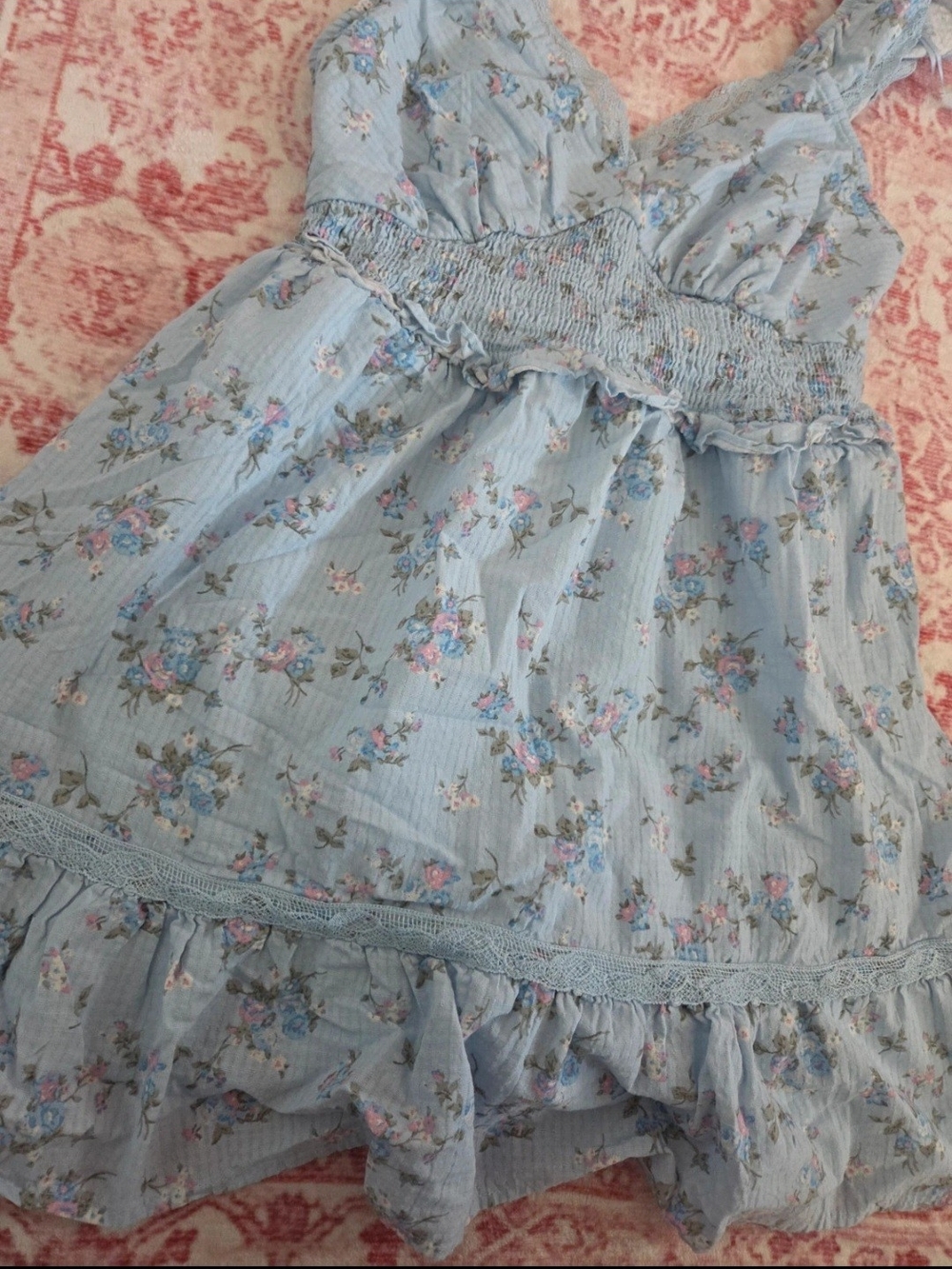 Light Blue Floral Ruffle Sundress - Picture 7 of 7